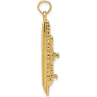 14K Yellow Gold 3D Polished Cruise Ship Charm - Nautical Inspired Pendant by Oro Pregiato