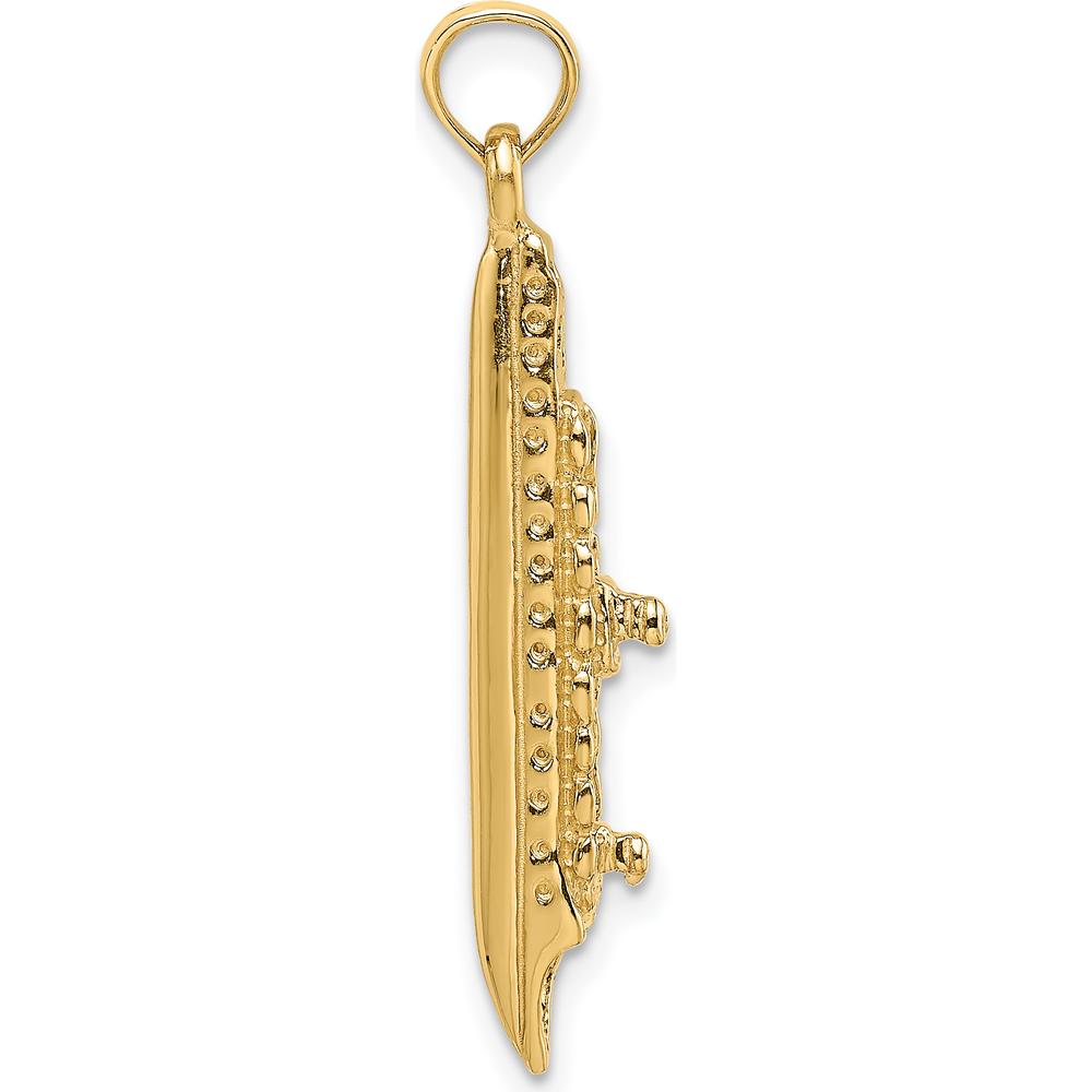 14K Yellow Gold 3D Polished Cruise Ship Charm - Nautical Inspired Pendant by Oro Pregiato