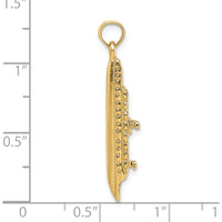 14K Yellow Gold 3D Polished Cruise Ship Charm - Nautical Inspired Pendant by Oro Pregiato