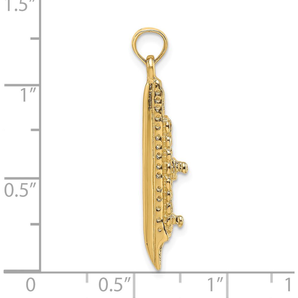 14K Yellow Gold 3D Polished Cruise Ship Charm - Nautical Inspired Pendant by Oro Pregiato