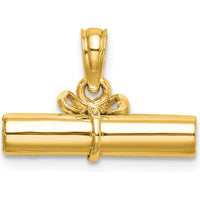 14K Yellow Gold 3D Polished Diploma Pendant with Bow Design by Oro Pregiato