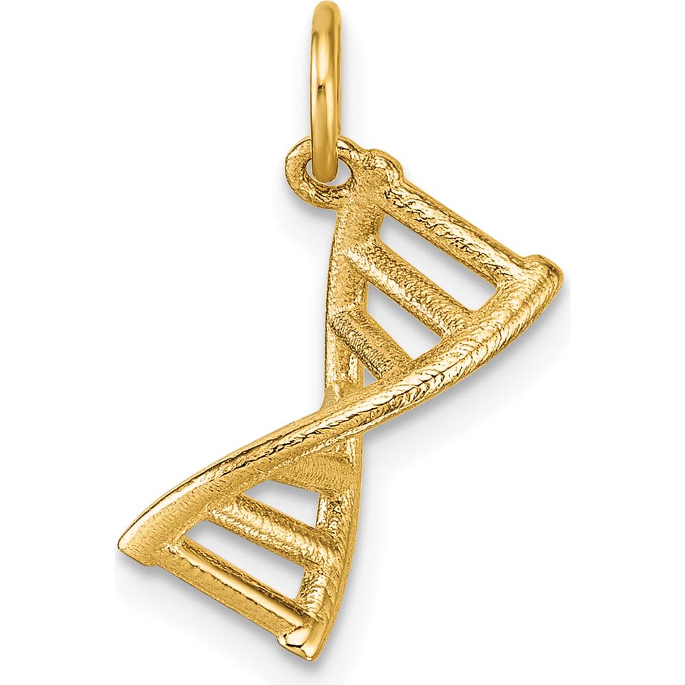 14K Yellow Gold 3D Polished DNA Pendant - Textured Finish by Oro Pregiato