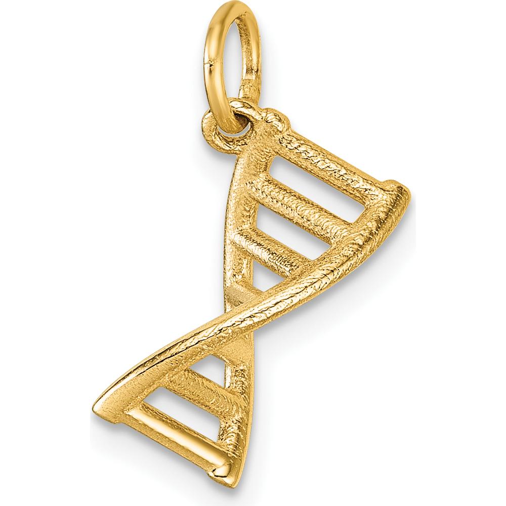 14K Yellow Gold 3D Polished DNA Pendant - Textured Finish by Oro Pregiato