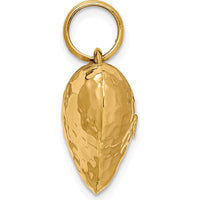 14K Yellow Gold 3D Polished Hammered Puffed Heart Pendant by 0