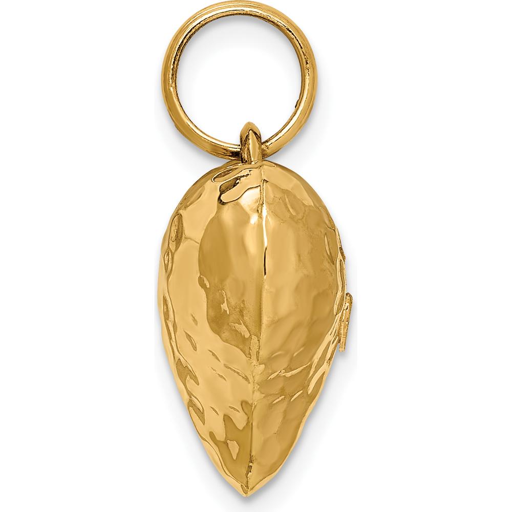 14K Yellow Gold 3D Polished Hammered Puffed Heart Pendant by 0