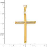 14K Yellow Gold 3D Polished Hollow Cross Pendant - 45mm Length, 25mm Width by Oro Pregiato