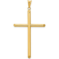 14K Yellow Gold 3D Polished Hollow Cross Pendant - 58mm x 32mm by Oro Pregiato