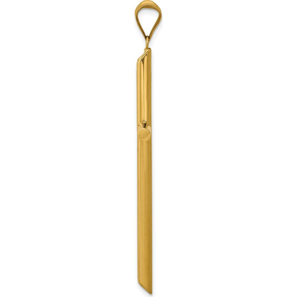14K Yellow Gold 3D Polished Hollow Cross Pendant - 58mm x 32mm by Oro Pregiato