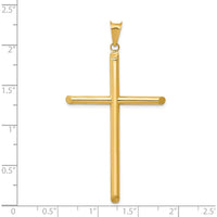 14K Yellow Gold 3D Polished Hollow Cross Pendant - 58mm x 32mm by Oro Pregiato