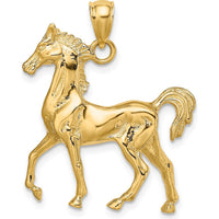 14K Yellow Gold 3D Polished Horse Charm Pendant by Oro Pregiato