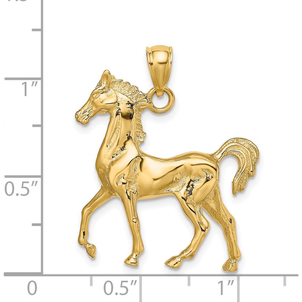 14K Yellow Gold 3D Polished Horse Charm Pendant by Oro Pregiato