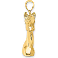 14K Yellow Gold 3D Polished Horse Head Charm Pendant - Luxury Equestrian Jewelry by Oro Pregiato