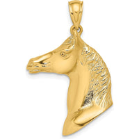14K Yellow Gold 3D Polished Horse Head Charm Pendant - Luxury Equestrian Jewelry by Oro Pregiato