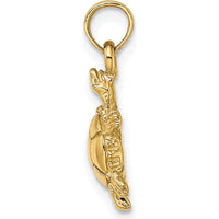 14K Yellow Gold 3D Polished Land Turtle Charm - Nature-Inspired Pendant by Oro Pregiato