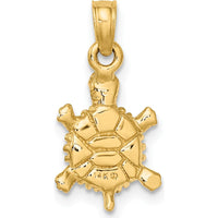 14K Yellow Gold 3D Polished Land Turtle Charm - Nature-Inspired Pendant by Oro Pregiato