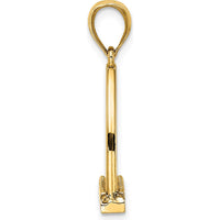 14K Yellow Gold 3D Polished Large Horse Stirrup Charm Pendant - Equestrian Design by Oro Pregiato