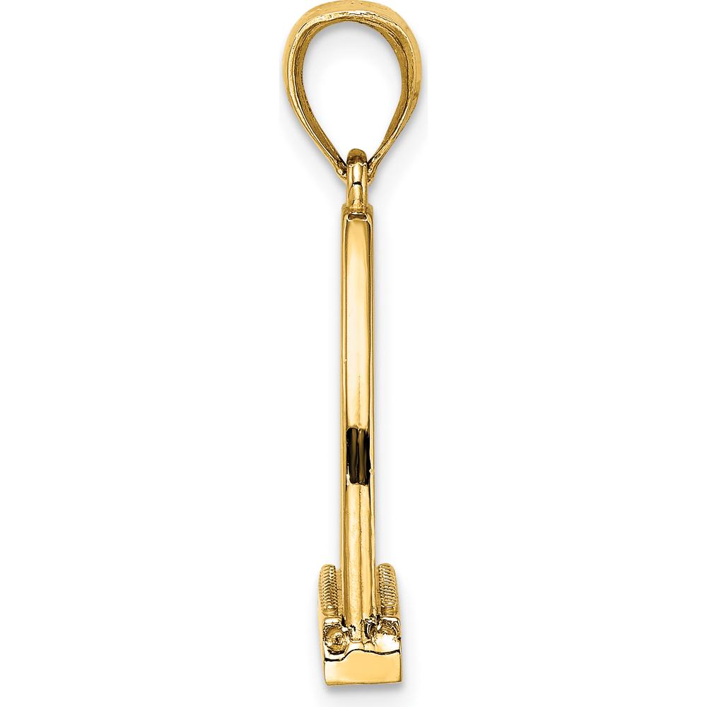 14K Yellow Gold 3D Polished Large Horse Stirrup Charm Pendant - Equestrian Design by Oro Pregiato