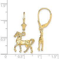 14K Yellow Gold 3D Polished Leverback Horse Drop Earrings by 0