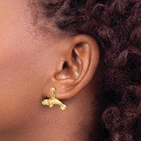14K Yellow Gold 3D Polished Manatee Dangle Earrings by 0