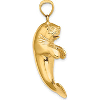 14K Yellow Gold 3D Polished Manatee Pendant Charm by Oro Pregiato