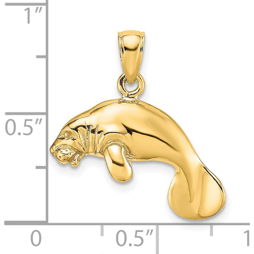 14K Yellow Gold 3D Polished Manatee Pendant by Oro Pregiato