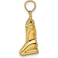 14K Yellow Gold 3D Polished Marco Island Cat Charm - 20.5mm Length by Oro Pregiato