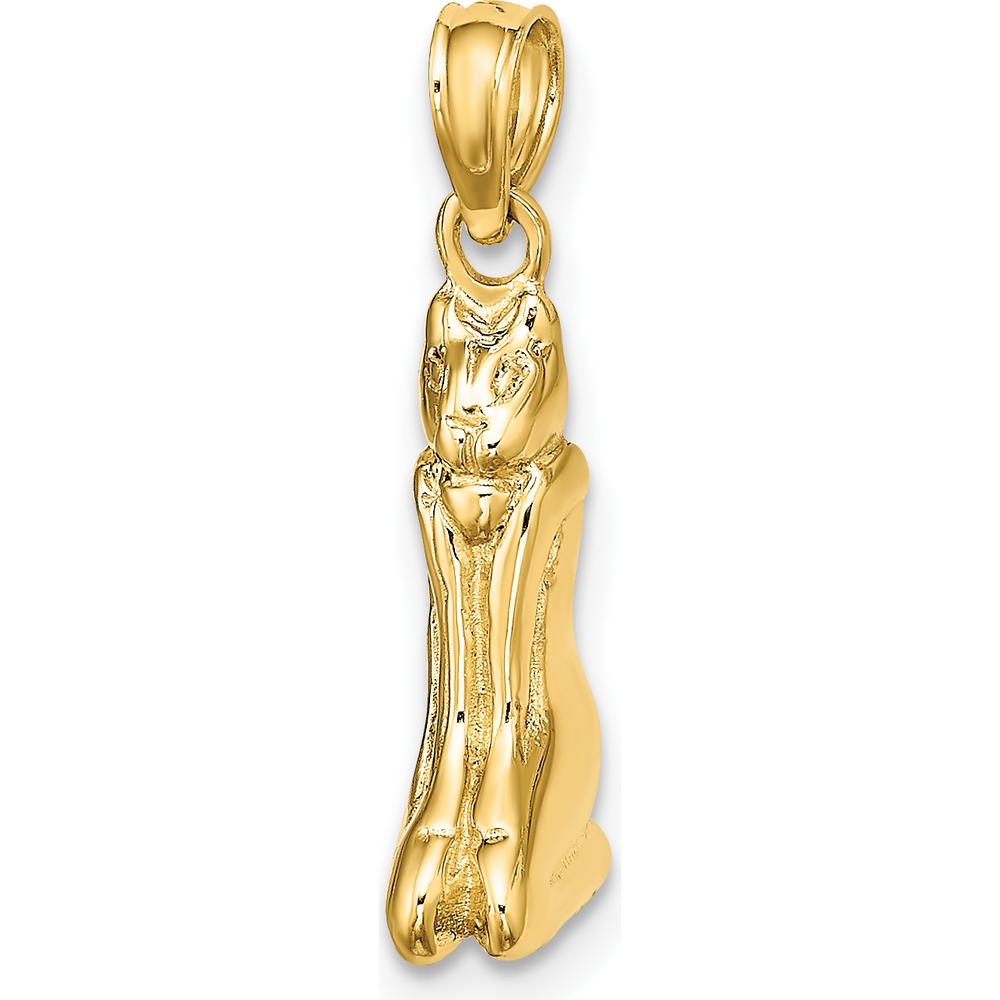 14K Yellow Gold 3D Polished Marco Island Cat Charm - 20.5mm Length by Oro Pregiato