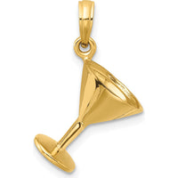 14K Yellow Gold 3D Polished Martini Glass Charm - Playful Cocktail Design by Oro Pregiato