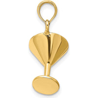 14K Yellow Gold 3D Polished Martini Glass Charm - Playful Cocktail Design by Oro Pregiato
