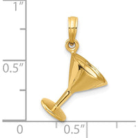 14K Yellow Gold 3D Polished Martini Glass Charm - Playful Cocktail Design by Oro Pregiato