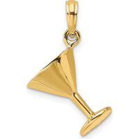 14K Yellow Gold 3D Polished Martini Glass Charm - Playful Cocktail Design by Oro Pregiato