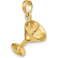 14K Yellow Gold 3D Polished Martini Glass Charm - Playful Cocktail Design by Oro Pregiato