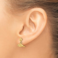 14K Yellow Gold 3D Polished Mini Manatee Dangle Earrings by 0