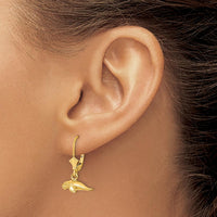 14K Yellow Gold 3D Polished Mini Manatee Leverback Drop Earrings by 0
