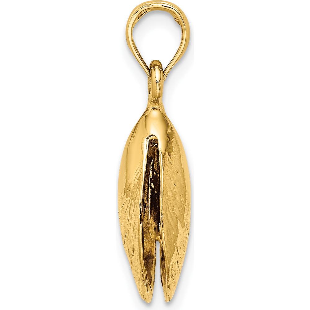 14K Yellow Gold 3D Polished Mussel Shell Charm - 21mm Length by Oro Pregiato