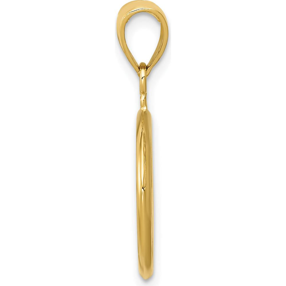 14K Yellow Gold 3D Polished Peace Sign Charm Pendant - Unisex by Oro Pregiato