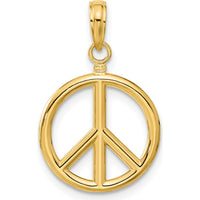 14K Yellow Gold 3D Polished Peace Sign Charm Pendant - Unisex by Oro Pregiato