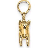 14K Yellow Gold 3D Polished Pig with Curly Tail Pendant Charm by Oro Pregiato