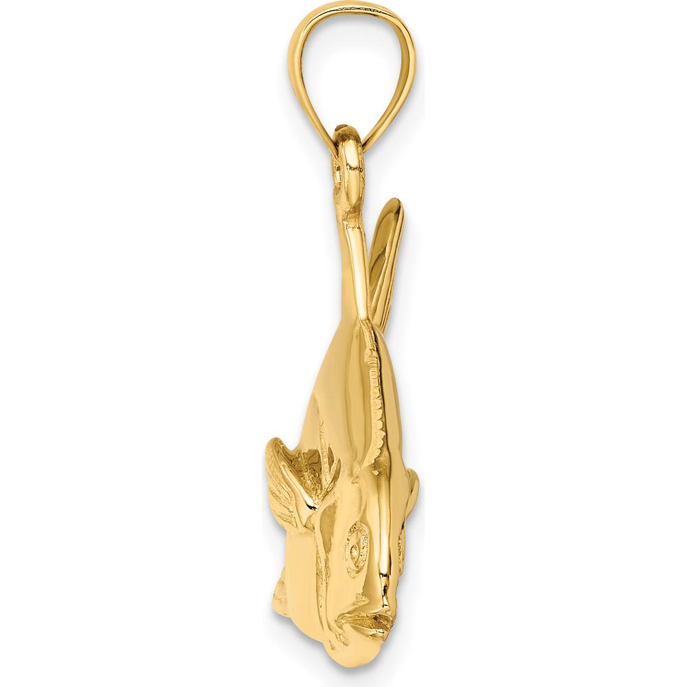 14K Yellow Gold 3D Polished Pompano Fish Charm Pendant by Oro Pregiato