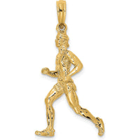 14K Yellow Gold 3D Polished Runner Charm Pendant by Oro Pregiato