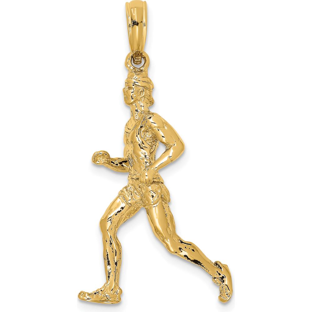 14K Yellow Gold 3D Polished Runner Charm Pendant by Oro Pregiato