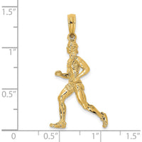 14K Yellow Gold 3D Polished Runner Charm Pendant by Oro Pregiato