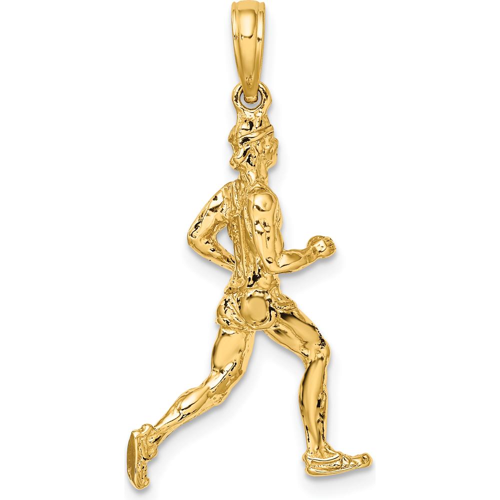 14K Yellow Gold 3D Polished Runner Charm Pendant by Oro Pregiato