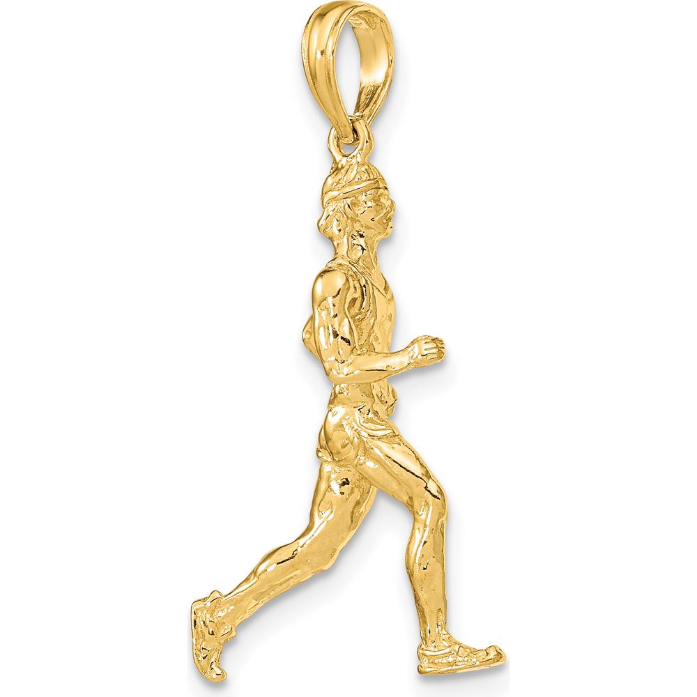 14K Yellow Gold 3D Polished Runner Charm Pendant by Oro Pregiato