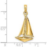 14K Yellow Gold 3D Polished Sailboat Charm - Nautical Adventure Jewelry by Oro Pregiato