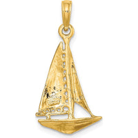14K Yellow Gold 3D Polished Sailboat Charm - Nautical Adventure Jewelry by Oro Pregiato