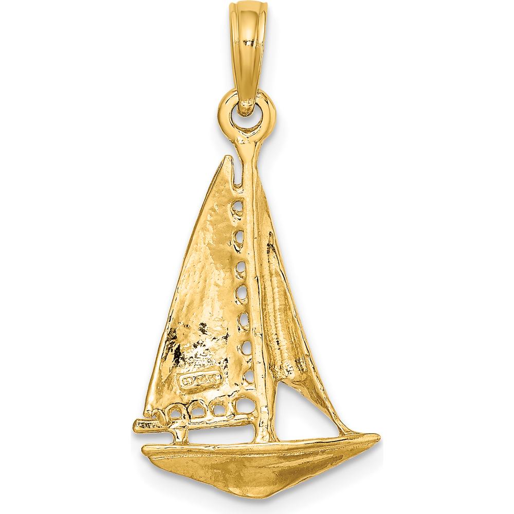 14K Yellow Gold 3D Polished Sailboat Charm - Nautical Adventure Jewelry by Oro Pregiato