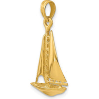 14K Yellow Gold 3D Polished Sailboat Charm - Nautical Adventure Jewelry by Oro Pregiato
