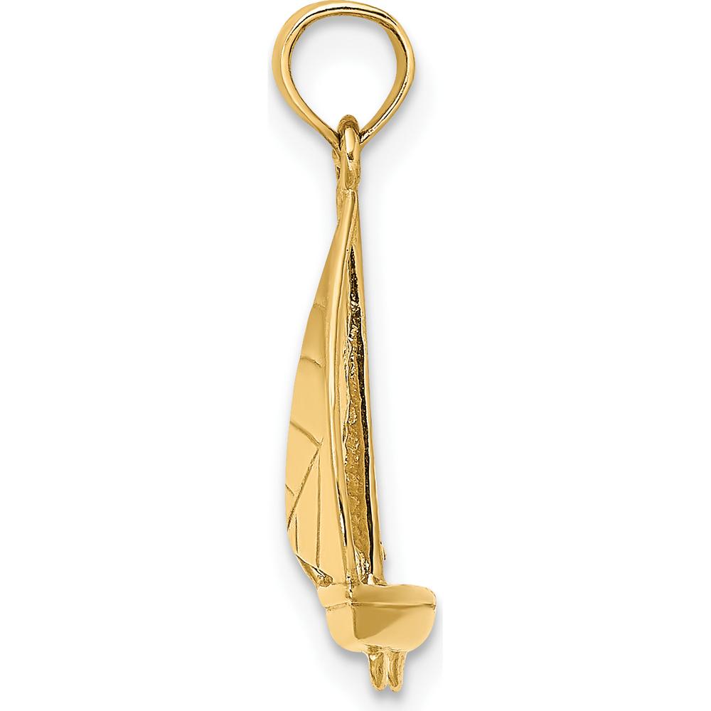 14K Yellow Gold 3D Polished Sailboat Charm - Nautical Themed Pendant by Oro Pregiato