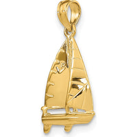 14K Yellow Gold 3D Polished Sailboat Charm - Nautical Themed Pendant by Oro Pregiato